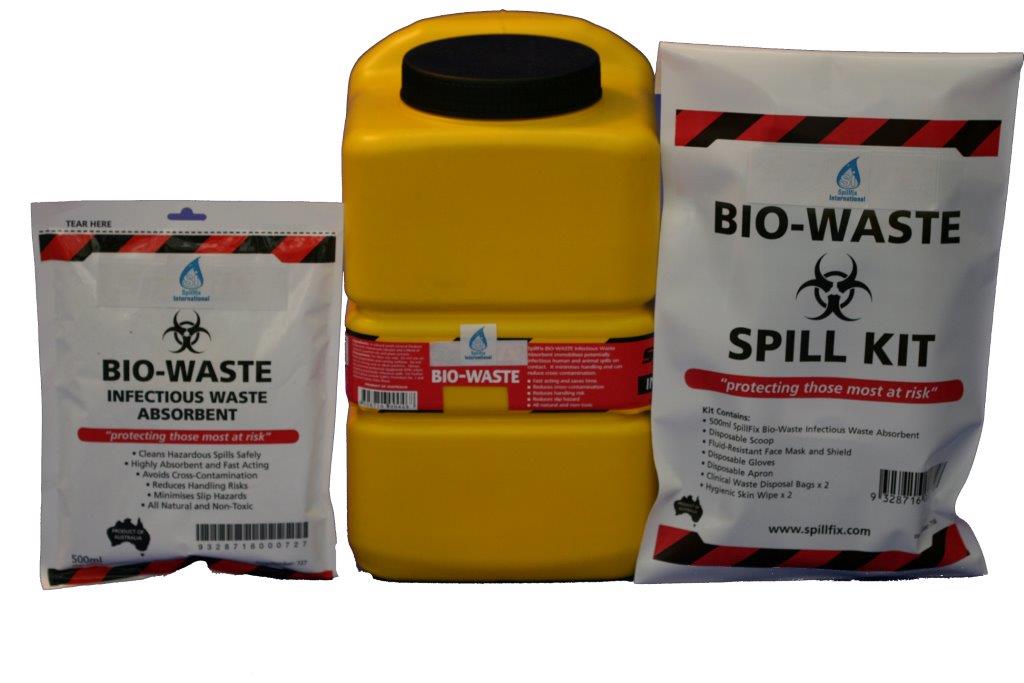 Bio waste absorbents and kits